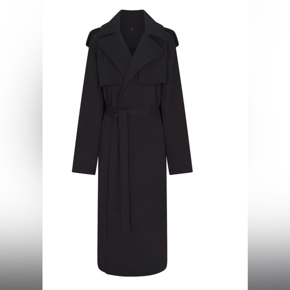 SKIMS Jackets & Blazers - SKIMS Boyfriend Fleece Oversized Trench Coat Onyx Black Size 2X NWT